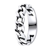Lucardi Dames Ring Bali gourmetschakel - Ring - Cadeau - Echt Zilver - Zilverkleurig
