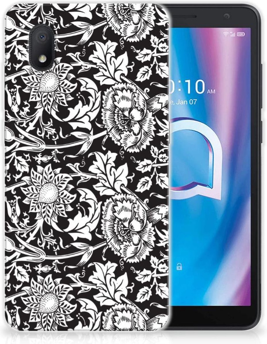 Alcatel 1B (2020) TPU Case Black Flowers