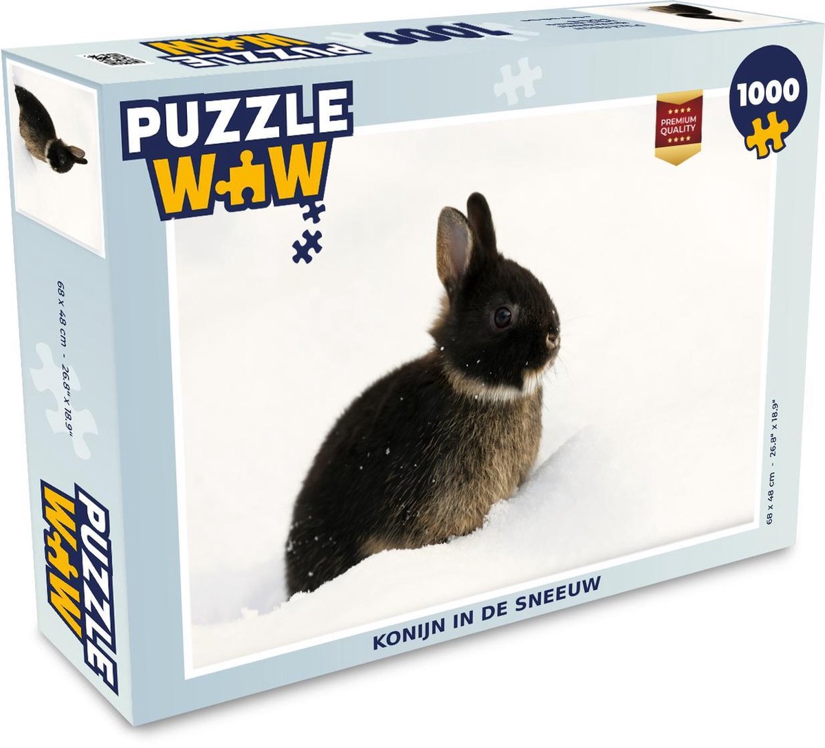 Afbeelding van product Puzzel 1000 stukjes volwassenen Konijnen 1000 stukjes - Konijn in de sneeuw - PuzzleWow heeft +100000 puzzels