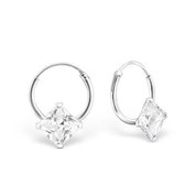 Aramat jewels ® - 925 sterling zilveren kinder oorringen met vierkante transparant zirkonia