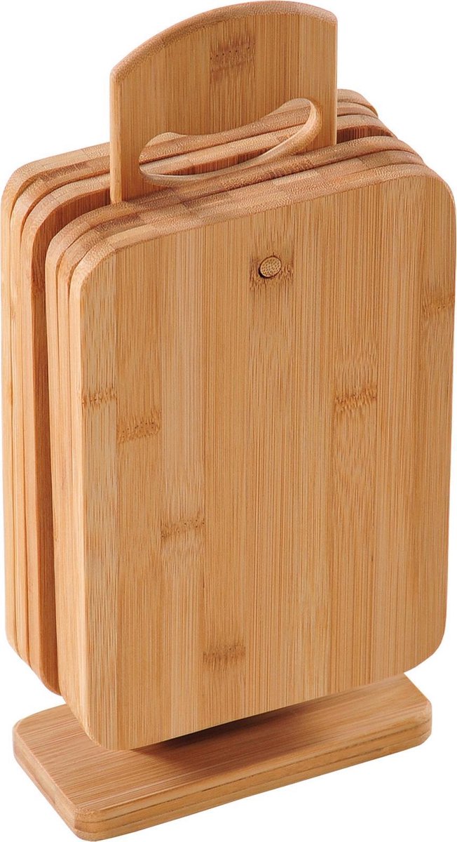 6x Rechthoekige bamboe houten ontbijtplankjes/broodplankjes met houder -  Formaat 22 x... | bol.com
