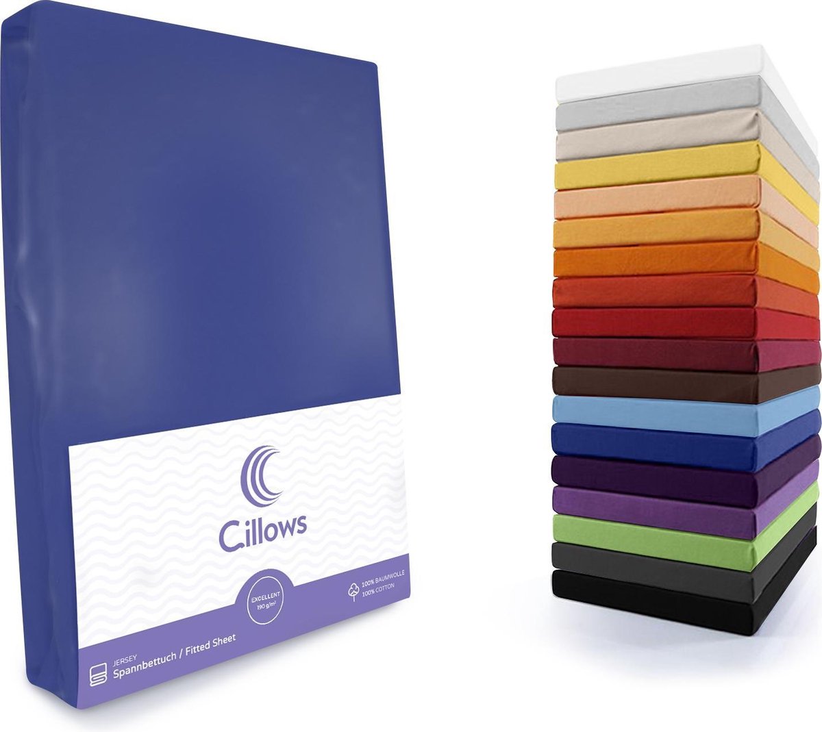 Cillows Excellent Hoeslaken - Hoeslaken 180x200 - 200x220 cm – Donker Blauw