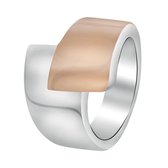 Lucardi Dames Ring staal/rose - Ring - Cadeau - Staal - Zilver- en Rosékleurig