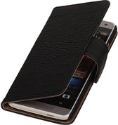 Wicked Narwal | Croco bookstyle / book case/ wallet case Hoes voor HTC Desire 500 Zwart