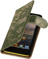 Wicked Narwal | Lace bookstyle / book case/ wallet case Hoes voor sony Xperia E3 D2203 Donker Groen