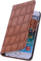 Wicked Narwal | Glans Croco bookstyle / book case/ wallet case Hoes voor iPhone 4 Bruin