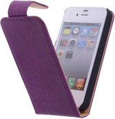 Wicked Narwal | Echt leder Classic Flip Hoes voor iPhone 4 Paars