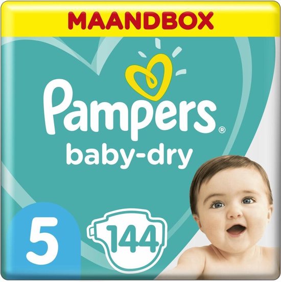 Baby-Dry Luiers - Maat 5 (11-16 kg) - 144 stuks - Maandbox
