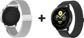 Milanees Smartwatch bandje - Geschikt voor  2-pack Samsung Galaxy Watch Milanese band 45mm / 46mm - zwart & zilver - Horlogeband / Polsband / Armband