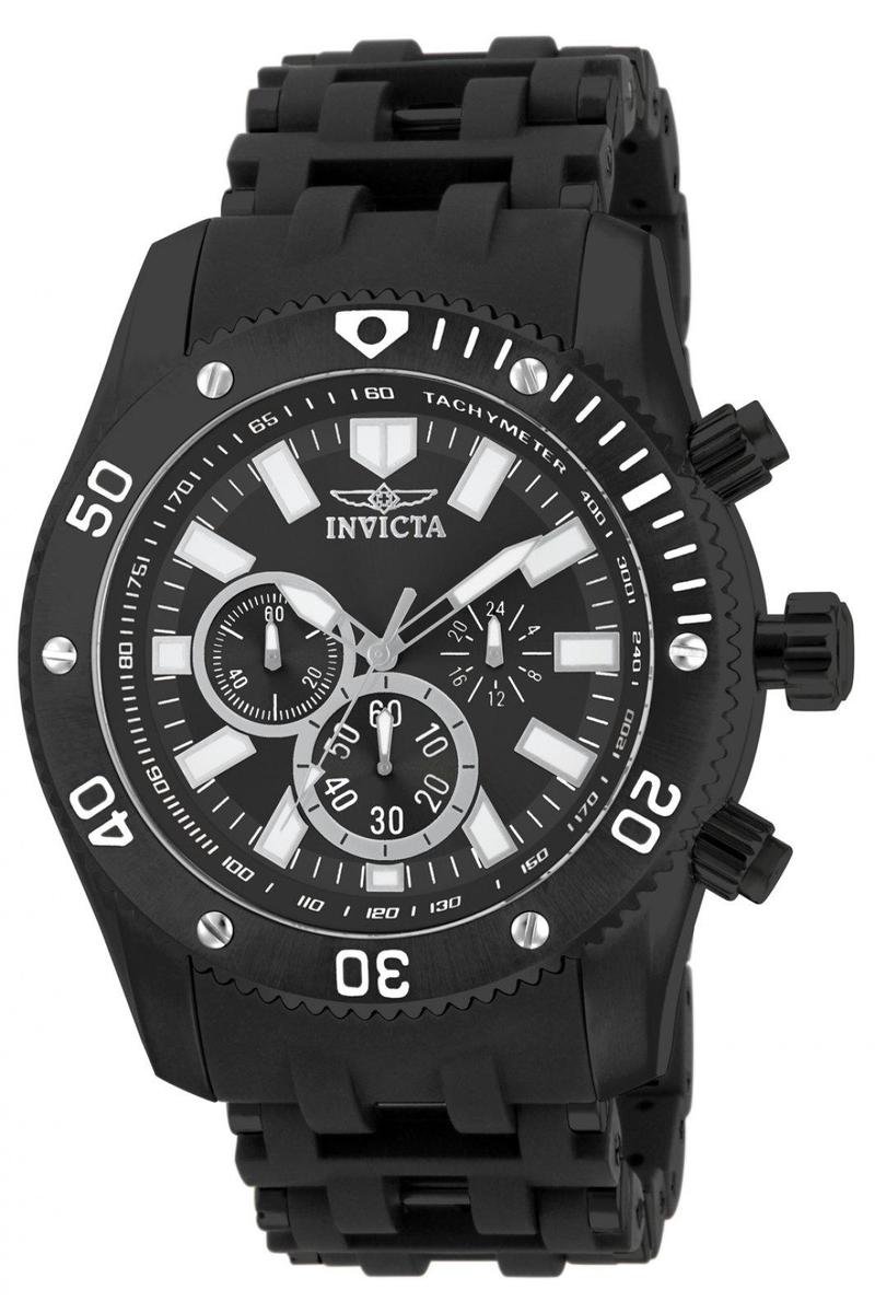 Invicta Sea Spider 14862 Heren Horloge - Waterdicht - Analoog - Quartz Uurwerk - Roestvrij Staal met zwarte Wijzerplaat -50mm