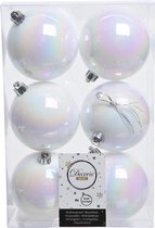 30x Parelmoer witte kunststof kerstballen 8 cm - Mat/glans - Onbreekbare plastic kerstballen - Kerstboomversiering parelmoer wit