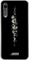 6F hoesje - geschikt voor Huawei P20 Pro -  Transparant TPU Case - White flowers in the dark #ffffff