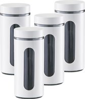 4x Witte voorraadblikken/potten met venster 1200 ml - Keukenbenodigdheden - Bewaarpotten/voorraadpotten - Voedsel bewaren