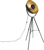 QAZQA magnax - Industriele Tripod/driepoot tafellamp - 1 lichts - H 158 cm - Zwart Goud - Industrieel - Woonkamer | Slaapkamer