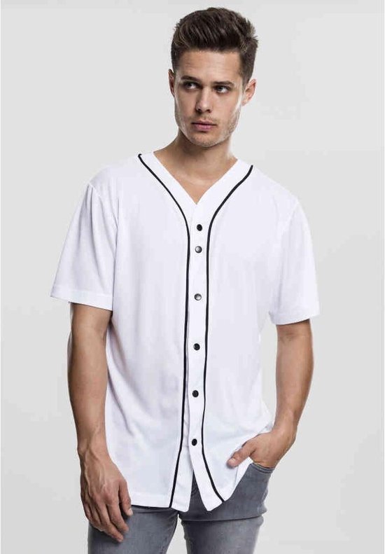 Urban Classics - Baseball Mesh Shirt - L - Wit/Zwart