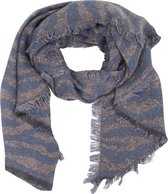 Dielay - Zachte Sjaal met Zebraprint - 190x60 cm - Blauw