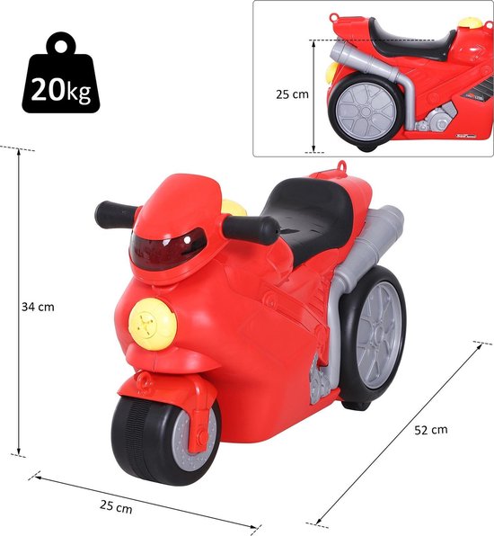 HOMCOM Valise enfant moto à roulettes 4 en 1 rouge 52 x 25 x 34cm | bol.com