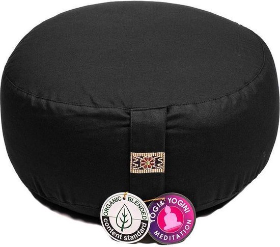 Yogi & Yogini Meditatiekussen Rond Katoen Taupe – 33 x 17 cm