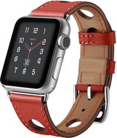 Leren hermes band - rood - Geschikt voor Apple Watch