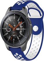 Galaxy Watch silicone dubbel band - blauw wit - Geschikt voor Samsung