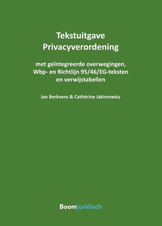 Boom Juridische wettenbundels  -   Tekstuitgave privacyverordening