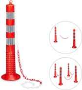 Afzetpaal met ketting - Kunststof paal - Afzetten - Reflecterend - rood
