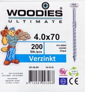 Woodies schroeven 4.0x70 verzinkt PZD 2 deeldraad 200 stuks