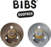 BIBS Fopspeen - Maat 2 (6-18 maanden) DUOPACK - Dark Oak & Cloud - BIBS tutjes - BIBS sucettes