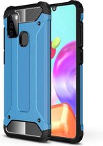 Samsung Galaxy A21S Armor Hybrid Hoesje - Blauw