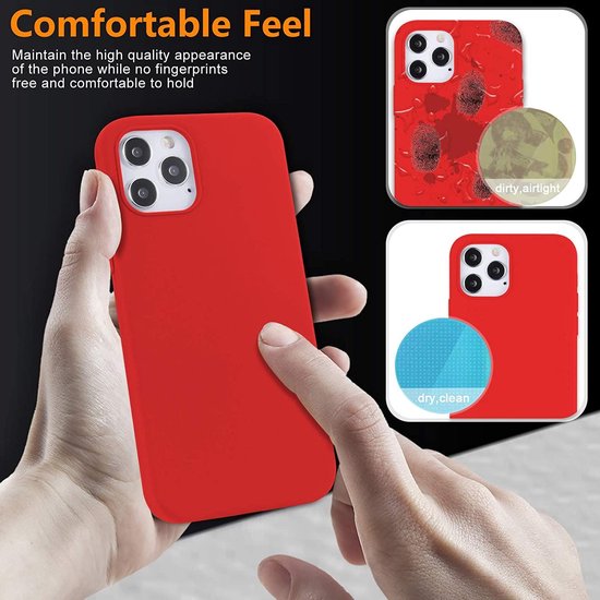 Backcover Hoesje Geschikt Voor: 12 Pro Liquid Silicone rubberen hoesje + 2X volledige Tempered screenprotector - Rood