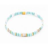 Twice As Nice Armband in goudkleurig edelstaal, tila beads, turquoise, wit, one size