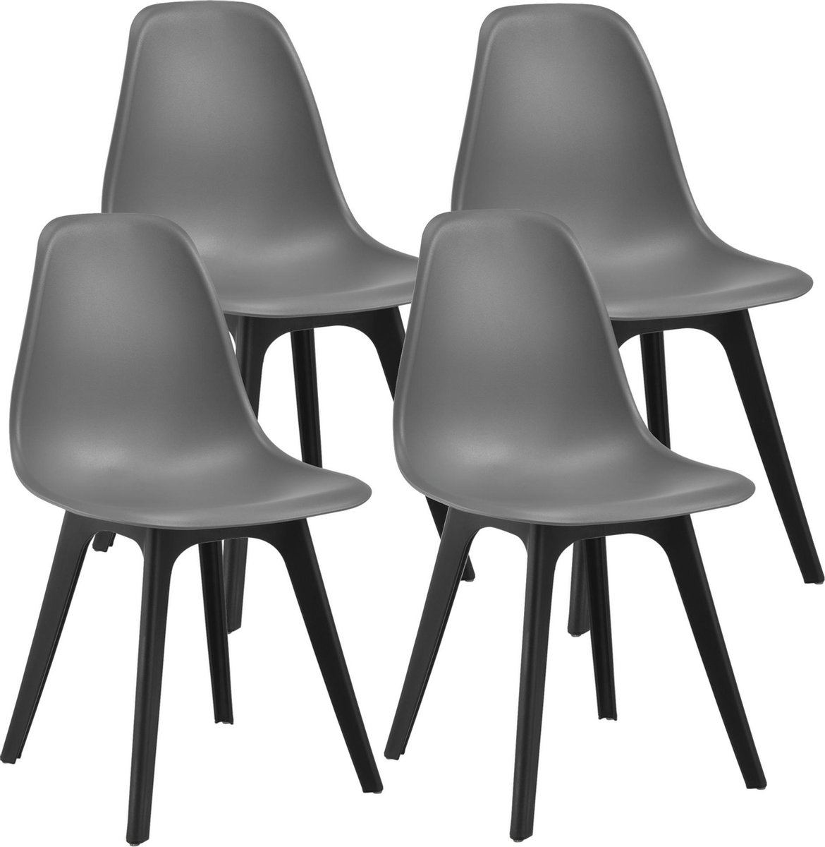 en.casa Eetkamerstoel Lendava 83x54x48 cm set van 4 grijs en zwart
