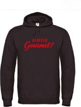 Kerst hoodie zwart - Alweer gourmet? - soBAD. | Kersttrui soBAD. | kerstsweaters volwassenen | kerst hoodie volwassenen | Kerst outfit | Foute kerst truien