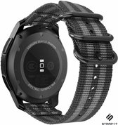 Nylon Smartwatch bandje - Geschikt voor  Samsung Galaxy Watch 3 -  45mm nylon gesp band - zwart/grijs - Strap-it Horlogeband / Polsband / Armband