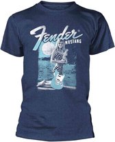 Fender Heren Tshirt -L- Mustang Girl Blauw