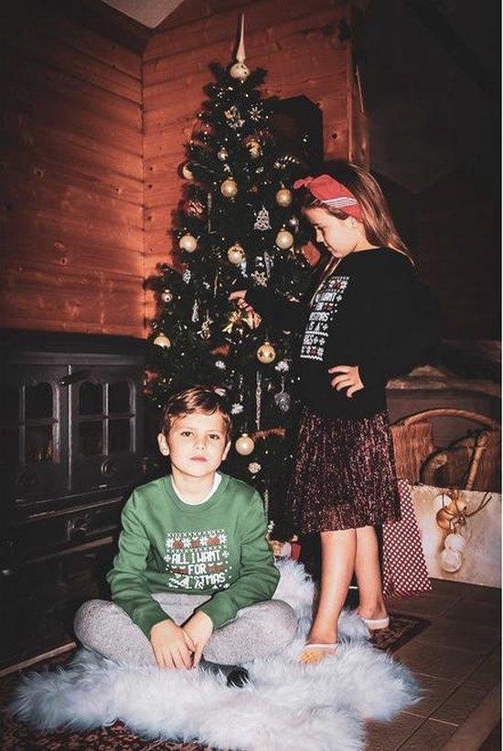 Foute Kersttrui - Christmas Sweater - All I want for christmas are hugs - Groen/green - kids 9/11 jaar