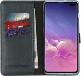 Samsung Galaxy S10 Plus Hoesje Met Pasjeshouder - Selencia Echt Lederen Bookcase - Groen