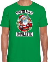 Fout Kerstshirt / Kerst t-shirt Northpole roulette groen voor heren - Kerstkleding / Christmas outfit L