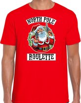 Fout Kerstshirt / Kerst t-shirt Northpole roulette rood voor heren - Kerstkleding / Christmas outfit S