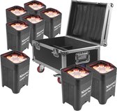 Lichtset - BeamZ lichtset met 8x BBP96 accu Uplights + flightcase met oplaadfunctie