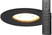 8x HOFTRONIC Bari - Inbouwspot met afstandsbediening - LED - Zaagmaat 70mm - Zwart - Dimbaar - Waterdicht - 5 Watt - 350 lumen - 230V - 2700K Extra warm wit - Verwisselbare GU10 - Plafondspot