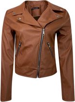 Pink Lady dames 'biker' jas bruin - maat S
