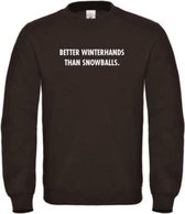 Wintersport sweater zwart XL - Better winterhands than snowballs - wit - soBAD. | Foute apres ski outfit | kleding | verkleedkleren | wintersporttruien | wintersport dames en heren