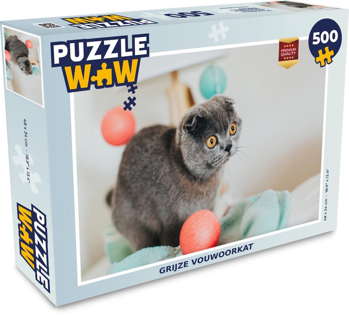 Afbeelding van product Puzzel 500 stukjes Schotse vouwoorkat - Grijze vouwoorkat - PuzzleWow heeft +100000 puzzels
