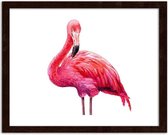 Foto in frame Getekende roze flamingo, 3 maten, Premium print