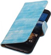 Lizard Bookstyle Wallet Case Hoesjes voor HTC One M9 Turquoise