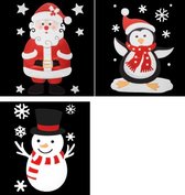 Set van 3 raamstickers kerstmis - Raam sticker - Feestdecoratie - Kerst - Kerstman / Pinguin / Sweeuwpop