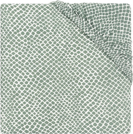 Jollein Hoeslaken Boxmatras Jersey 75x95cm – Snake – Ash Green