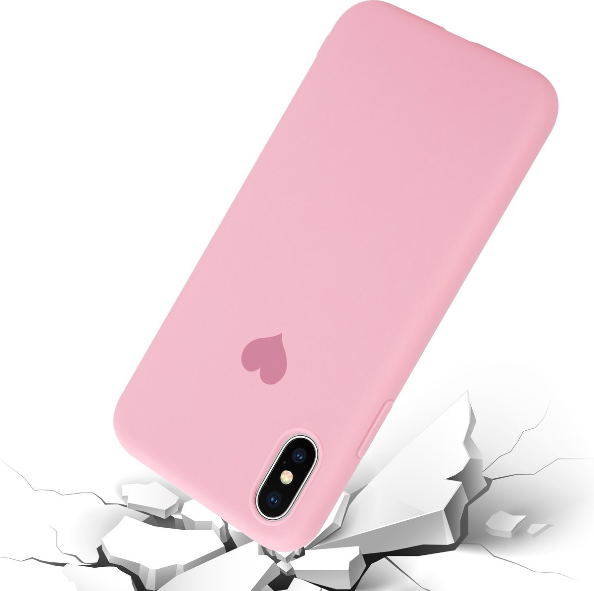 Coque Silicone IPhone X/Xs Rose – Protection Souple + Verre Trempé Anti-choc Inclus