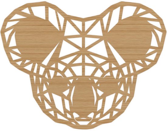 Geometrische Dieren Koala - Bamboe hout - L (60x47 cm) - Cadeau - Kinderen - Geschenk - Woon decoratie - Woonkamer - Slaapkamer - Geometrische wanddecoratie - WoodWideCities